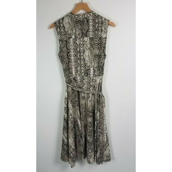 Nanette Nanette Lapore Sz. 8 Snake Print Crepe Chiffon Sleeveless Shirtdress - Picture 5 of 5